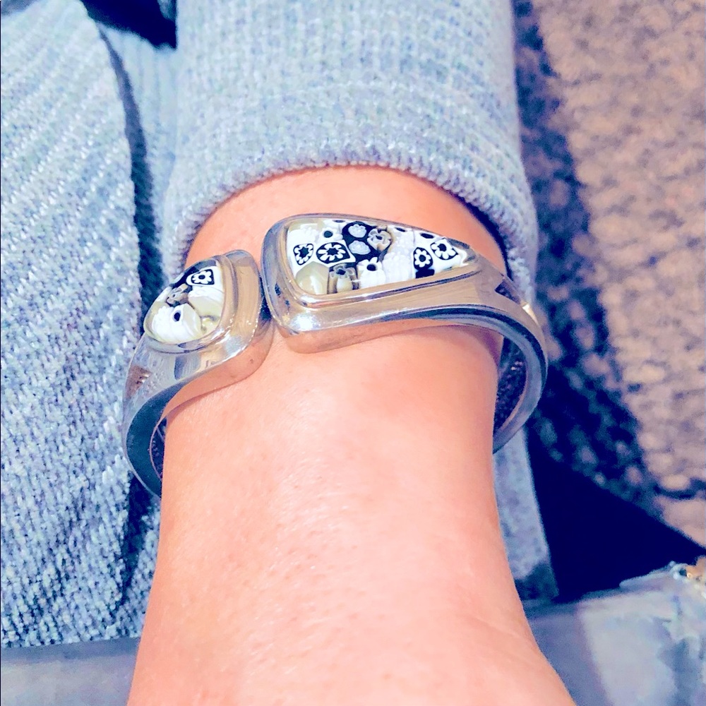 Retired AlenK Sterling Silver Murano Glass Bangle Cuff Italian Bracelet .925 - Picture 5 of 10